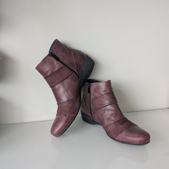 Made In Spain Women's Plum/Burgundy Ankle Boots - Picture 7 of 7